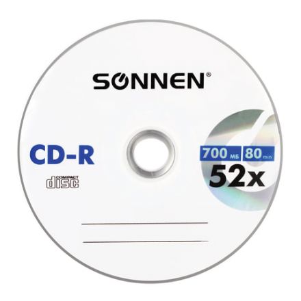 Диски CD-R SONNEN 700 Mb 52x Cake Box (упаковка на шпиле), КОМПЛЕКТ 50 шт., 512570