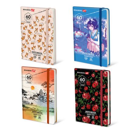 Скетчбук для маркеров 120 г/м2, 148х210 мм, 60 л., твердая обложка, резинка, BRAUBERG ART PREMIERE, МИКС, 115103 Скетчбук для маркеров 120 г/м2, 148х210 мм, 60 л., твердая обложка, резинка, BRAUBERG ART PREMIERE, МИКС, 115103