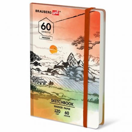 Скетчбук для маркеров 120 г/м2, 148х210 мм, 60 л., твердая обложка, резинка, BRAUBERG ART PREMIERE, МИКС, 115103 Скетчбук для маркеров 120 г/м2, 148х210 мм, 60 л., твердая обложка, резинка, BRAUBERG ART PREMIERE, МИКС, 115103