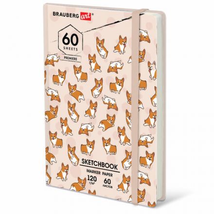 Скетчбук для маркеров 120 г/м2, 148х210 мм, 60 л., твердая обложка, резинка, BRAUBERG ART PREMIERE, МИКС, 115103 Скетчбук для маркеров 120 г/м2, 148х210 мм, 60 л., твердая обложка, резинка, BRAUBERG ART PREMIERE, МИКС, 115103