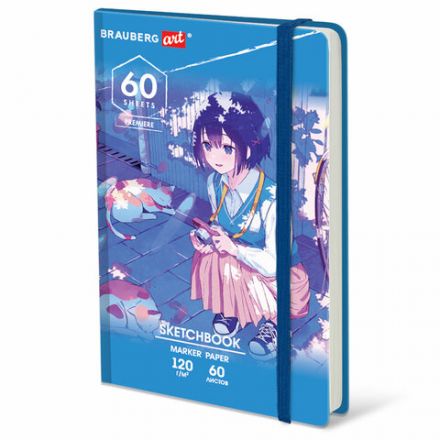 Скетчбук для маркеров 120 г/м2, 148х210 мм, 60 л., твердая обложка, резинка, BRAUBERG ART PREMIERE, МИКС, 115103 Скетчбук для маркеров 120 г/м2, 148х210 мм, 60 л., твердая обложка, резинка, BRAUBERG ART PREMIERE, МИКС, 115103