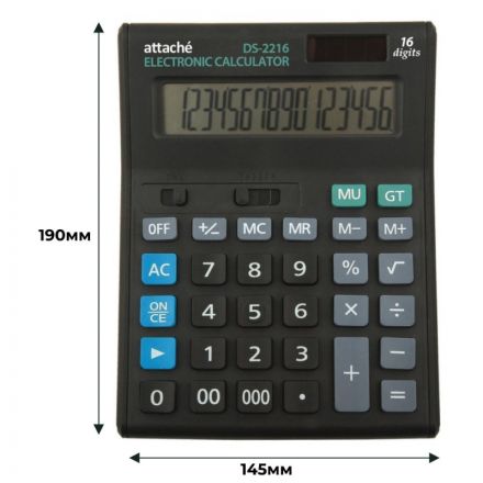 Калькулятор настольный ПОЛНОРАЗМЕРНЫЙ Attache Economy 16 разр., черный Калькулятор настольный ПОЛНОРАЗМЕРНЫЙ Attache Economy 16 разр., черный