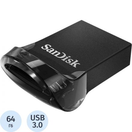 Флеш-память SanDisk Ultra Fit, 64Gb, USB 3.1 G1, чер, SDCZ430-064G-G46