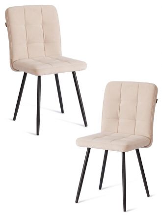 Стул обеденный Medeo (2 шт. в упаковке) LT, велюр, бежевый/черный, 7, 45х56х89 см Стул обеденный Medeo (2 шт. в упаковке) LT, велюр, бежевый/черный, 7, 45х56х89 см