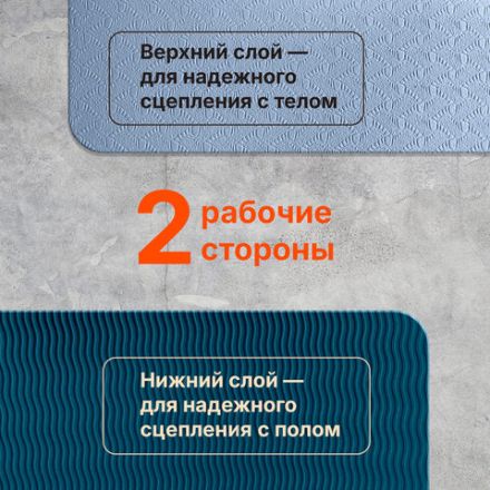 Коврик для йоги и фитнеса спортивный двухцветный, ТПЭ, 183x61x0,6 см, голубой/синий, DASWERK (ДАСВЕРК), 680033