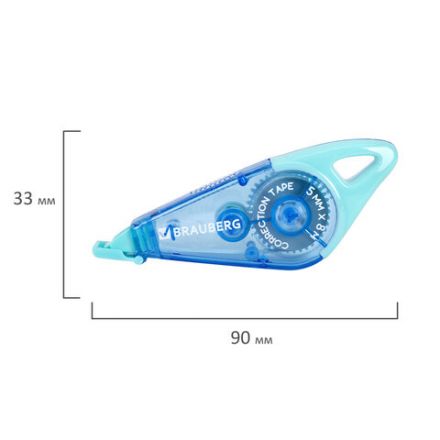 Корректирующая лента BRAUBERG "TRIOS", 5 мм х 8 м, корпус мятно-голубой с подвесом, блистер, 273023 Корректирующая лента BRAUBERG "TRIOS", 5 мм х 8 м, корпус мятно-голубой с подвесом, блистер, 273023