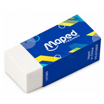 Ластик MAPED с формулой "без грязи", 40х18х12мм, прямоугольный, белый, картонный держ, 107900 Ластик MAPED с формулой "без грязи", 40х18х12мм, прямоугольный, белый, картонный держ, 107900