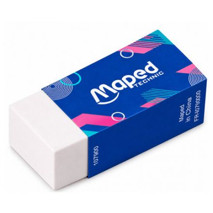 Ластик MAPED с формулой "без грязи", 40х18х12мм, прямоугольный, белый, картонный держ, 107900 Ластик MAPED с формулой "без грязи", 40х18х12мм, прямоугольный, белый, картонный держ, 107900