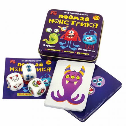 Игра настольная "Поймай монстрика", жестяная коробочка, 10 КОРОЛЕВСТВО, 03527 Игра настольная "Поймай монстрика", жестяная коробочка, 10 КОРОЛЕВСТВО, 03527