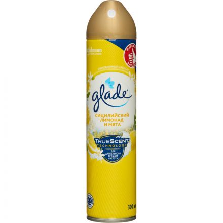 Освежитель воздуха Glade Аэрозоль Сицилийский лимонад и мята, 300 мл Освежитель воздуха Glade Аэрозоль Сицилийский лимонад и мята, 300 мл