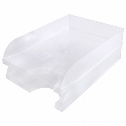 Лоток горизонтальный для бумаг BRAUBERG "Standard", 350х253х65 мм, прозрачный, 238349