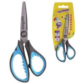 Ножницы ЮНЛАНДИЯ "BASIC", 155 мм, ребристые резиновые вставки, черно-голубые, европодвес, 236991 Ножницы ЮНЛАНДИЯ "BASIC", 155 мм, ребристые резиновые вставки, черно-голубые, европодвес, 236991