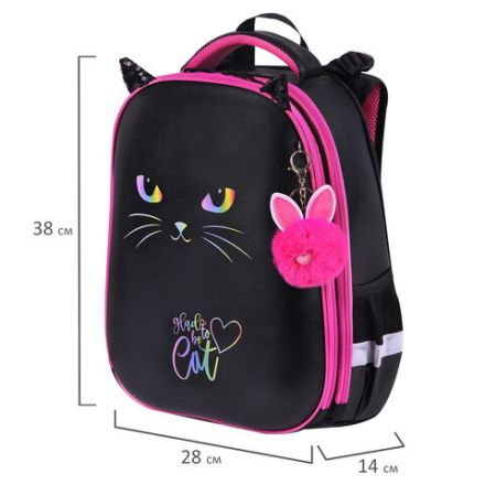 Ранец BRAUBERG SHINY, 2 отделения, с брелоком, "Glad to be cat", 38х28х14 см, 271382 Ранец BRAUBERG SHINY, 2 отделения, с брелоком, "Glad to be cat", 38х28х14 см, 271382