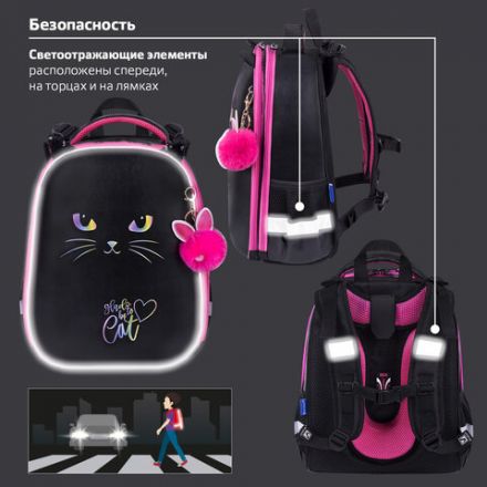 Ранец BRAUBERG SHINY, 2 отделения, с брелоком, "Glad to be cat", 38х28х14 см, 271382 Ранец BRAUBERG SHINY, 2 отделения, с брелоком, "Glad to be cat", 38х28х14 см, 271382
