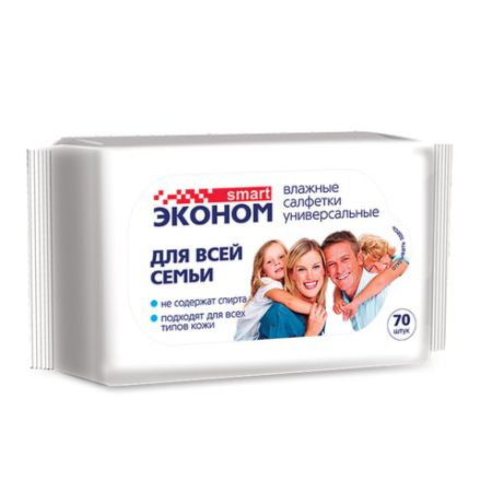 Салфетки влажные, 70 шт., ЭКОНОМ SMART, для всей семьи, 30024 Салфетки влажные, 70 шт., ЭКОНОМ SMART, для всей семьи, 30024