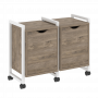 Loft Тумба на колесных опорах наборная. Вариант №2 VR.L-TN-2.K Тиквуд тёмный/Белый металл 970*460*767