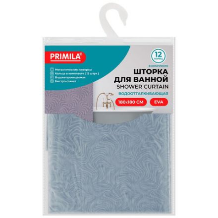 Шторка для ванной EVA, 180х180 см, кольца в комплекте, СЕРАЯ ГОЛОГРАФИЯ, PRIMILA (ПРИМИЛА), 700104 Шторка для ванной EVA, 180х180 см, кольца в комплекте, СЕРАЯ ГОЛОГРАФИЯ, PRIMILA (ПРИМИЛА), 700104