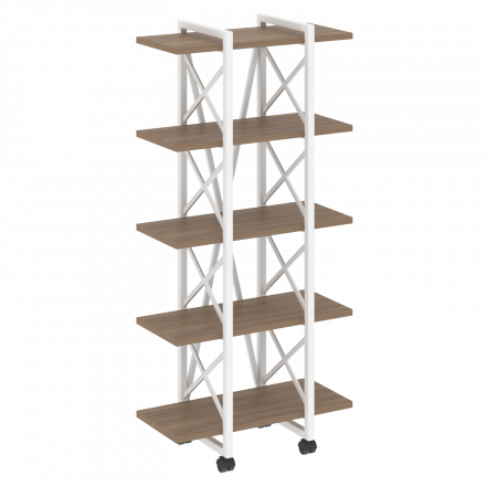 Loft Стеллаж на колесных опорах-5 полок VR.L-MST.K-5.4V Дуб аризона/Белый металл 800*400*1704 Loft Стеллаж на колесных опорах-5 полок VR.L-MST.K-5.4V Дуб аризона/Белый металл 800*400*1704
