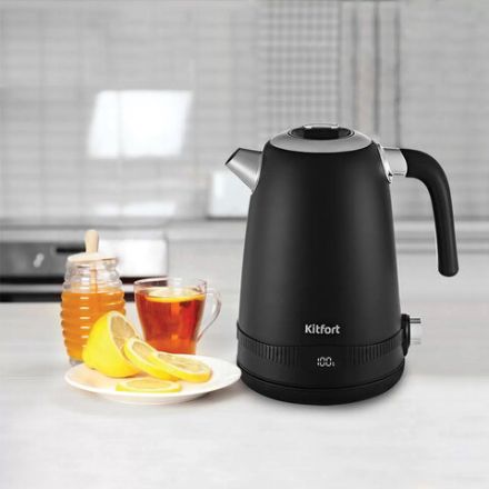 Чайник KITFORT КТ-6121-1, 1,7 л, 2200 Вт, закрытый нагревательный элемент, LED-дисплей, ТЕРМОРЕГУЛЯТОР, сталь, черный Чайник KITFORT КТ-6121-1, 1,7 л, 2200 Вт, закрытый нагревательный элемент, LED-дисплей, ТЕРМОРЕГУЛЯТОР, сталь, черный
