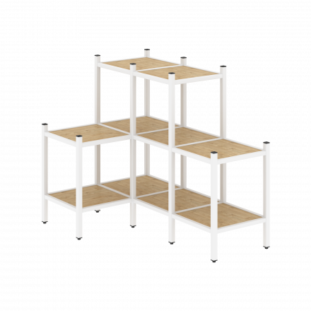 Loft Угловой внутренний стеллаж наборный VR.L-37 Тиквуд светлый/Белый металл 862*1278*1047