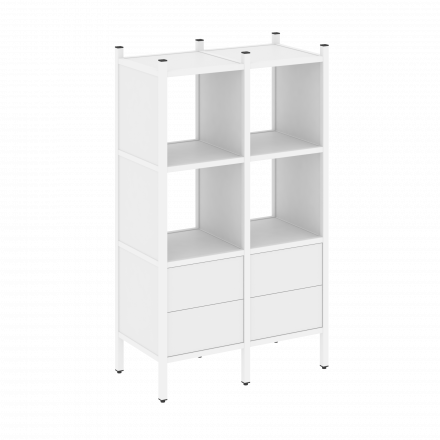 Loft Прямой стеллаж наборный VR.L-03 Белый бриллиант/Белый металл 862*446*1458