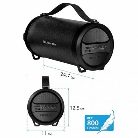 Колонка портативная DEFENDER G24, 1.0, 10 Вт, Bluetooth, FM-тюнер, microSD, чёрная, 65124 Колонка портативная DEFENDER G24, 1.0, 10 Вт, Bluetooth, FM-тюнер, microSD, чёрная, 65124