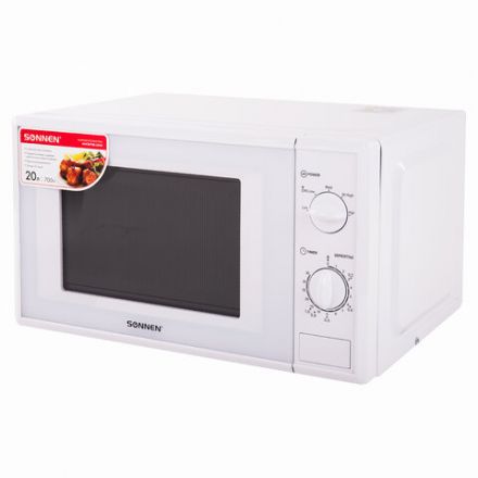 Микроволновая печь SONNEN MW2070B-5MW, 20 л, 700 Вт, таймер, механическое управление, белая, 454654 Микроволновая печь SONNEN MW2070B-5MW, 20 л, 700 Вт, таймер, механическое управление, белая, 454654