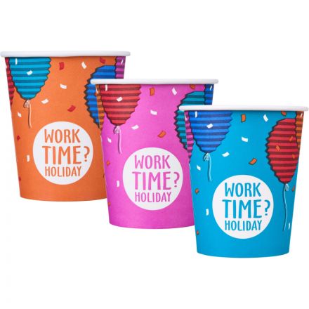 Стакан одноразовый бум односл. 250 мл d-80мм Time to work МИКС  50шт/уп