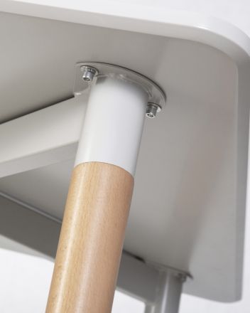 Стол обеденный DOBRIN SERRA, ножки светлый бук, столешница светло-серая