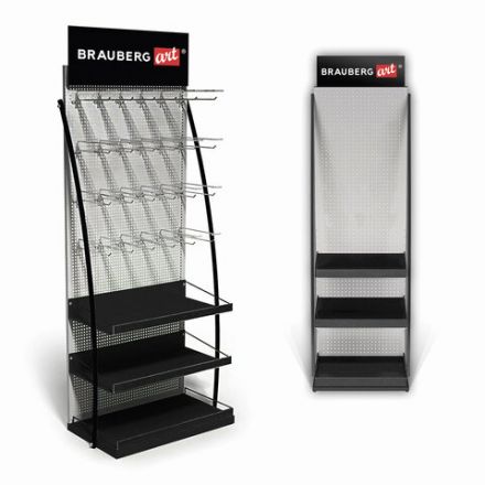 Стойка для размещения товара напольная BRAUBERG ART, 2050x600x500 мм, 35 крючков, 3 полки, металл, 504875 Стойка для размещения товара напольная BRAUBERG ART, 2050x600x500 мм, 35 крючков, 3 полки, металл, 504875