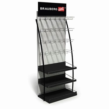 Стойка для размещения товара напольная BRAUBERG ART, 2050x600x500 мм, 35 крючков, 3 полки, металл, 504875 Стойка для размещения товара напольная BRAUBERG ART, 2050x600x500 мм, 35 крючков, 3 полки, металл, 504875