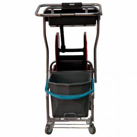 Тележка уборочная Eco-Force, 2 ведра по 25 л, отжим, лоток для химии, держатель для мешка, металлический каркас, бесшумные колеса, 22EF/6 Тележка уборочная Eco-Force, 2 ведра по 25 л, отжим, лоток для химии, держатель для мешка, металлический каркас, бесшумные колеса, 22EF/6