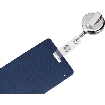 Бейдж вертикальный 104x63 мм с держателем-рулеткой синий Бейдж вертикальный 104x63 мм с держателем-рулеткой синий