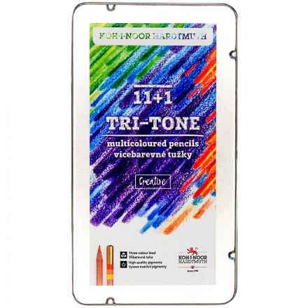 Карандаши многоцветные Koh-I-Noor "TRI-TONE 3442", 12шт., металл.коробка (ПОД ЗАКАЗ)