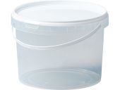 Ведро 2,75л. круглое, с ручкой пластик, с белой крышкой бесцветный Ведро 2,75л. круглое, с ручкой пластик, с белой крышкой бесцветный