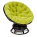 Кресло-качалка Папасан/Papasan (W 23/01 B) /с подушкой/ 115х78х104см, античный черно-коричневый, флок олива, 23
