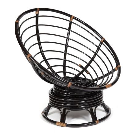 Кресло-качалка Папасан/Papasan (W 23/01 B) /с подушкой/ 115х78х104см, античный черно-коричневый, флок олива, 23