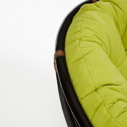 Кресло-качалка Папасан/Papasan (W 23/01 B) /с подушкой/ 115х78х104см, античный черно-коричневый, флок олива, 23