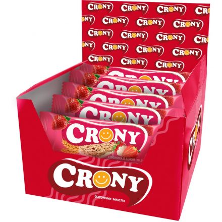 Батончик мюсли CRONY Клубника в белой глазури. 50гх12шт/уп