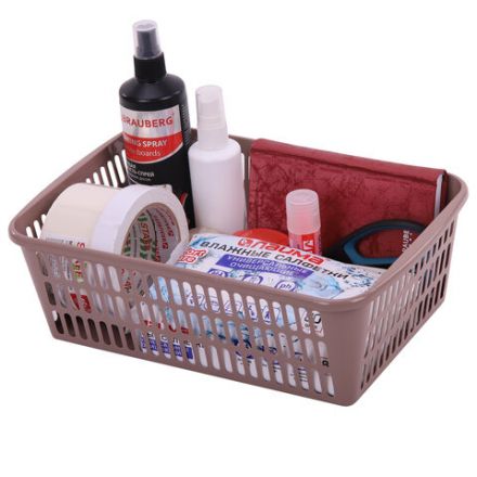 Корзинка 4 литра универсальная, 9,5х30х19,5 см, для хранения, пластик, ассорти, 332, 433320065 Корзинка 4 литра универсальная, 9,5х30х19,5 см, для хранения, пластик, ассорти, 332, 433320065