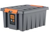 Ящик 415х300х190 мм с крышкой и клипсами PRO,  антрацит