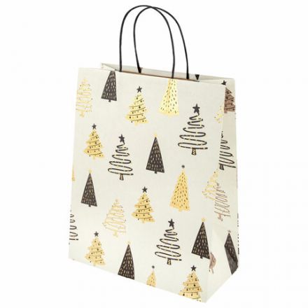 Пакет подарочный НАБОР 4 штуки новогодний 26x13x32 см, "Kraft Large", ЗОЛОТАЯ СКАЗКА, 592133