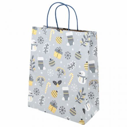 Пакет подарочный НАБОР 4 штуки новогодний 26x13x32 см, "Kraft Large", ЗОЛОТАЯ СКАЗКА, 592133