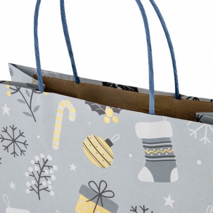 Пакет подарочный НАБОР 4 штуки новогодний 26x13x32 см, "Kraft Large", ЗОЛОТАЯ СКАЗКА, 592133