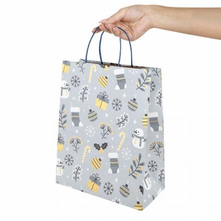 Пакет подарочный НАБОР 4 штуки новогодний 26x13x32 см, "Kraft Large", ЗОЛОТАЯ СКАЗКА, 592133