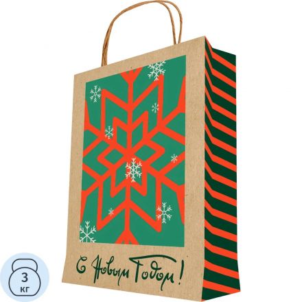 Пакет подарочный из крафт-бумаги, плотность 150 г/м2, 26x33x13см, 95725FE
