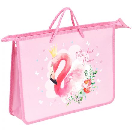 Папка с ручками А4 ArtSpace "Flamingo", пластик, на молнии, 75мм Папка с ручками А4 ArtSpace "Flamingo", пластик, на молнии, 75мм