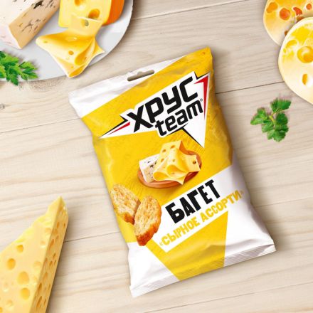 Сухарики Хрусteam багет со вкусом сырного ассорти 60 г