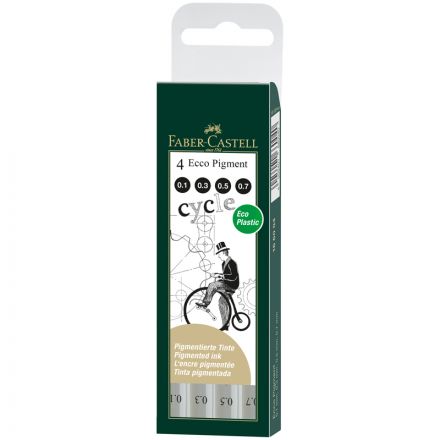 Набор капиллярных ручек Faber-Castell "Ecco Pigment" 4шт., черные, 0,1/0,3/0,5/0,7мм, европодвес Набор капиллярных ручек Faber-Castell "Ecco Pigment" 4шт., черные, 0,1/0,3/0,5/0,7мм, европодвес