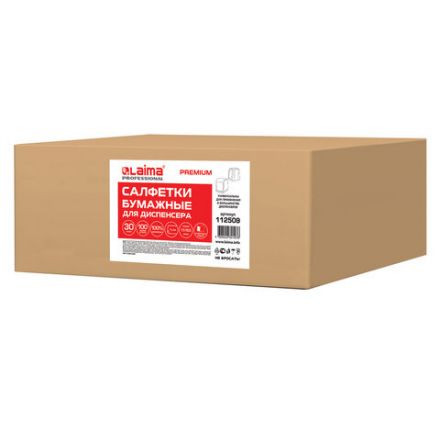 Салфетки бумажные для диспенсера, LAIMA (N2) PREMIUM, 1-слойные, КОМПЛЕКТ 30 пачек по 100 шт., 17x15,5 см, белые, 112509 Салфетки бумажные для диспенсера, LAIMA (N2) PREMIUM, 1-слойные, КОМПЛЕКТ 30 пачек по 100 шт., 17x15,5 см, белые, 112509